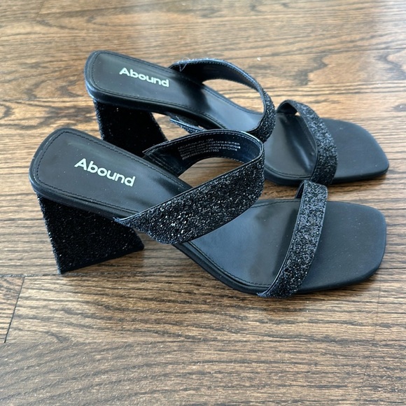 Abound Carina Black Glittered Heeled Slide Womens Dress Sandals Size 10 - Picture 3 of 13